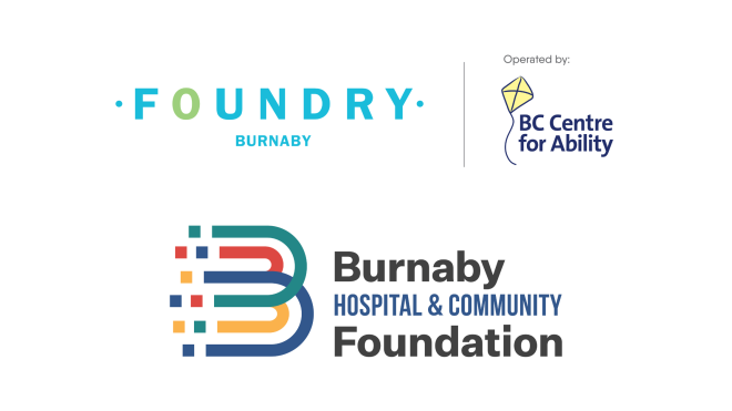 Foundry Burnaby, BC Centre for Ability, and Burnaby Hospital & Community Foundation logos arranged on a white background.